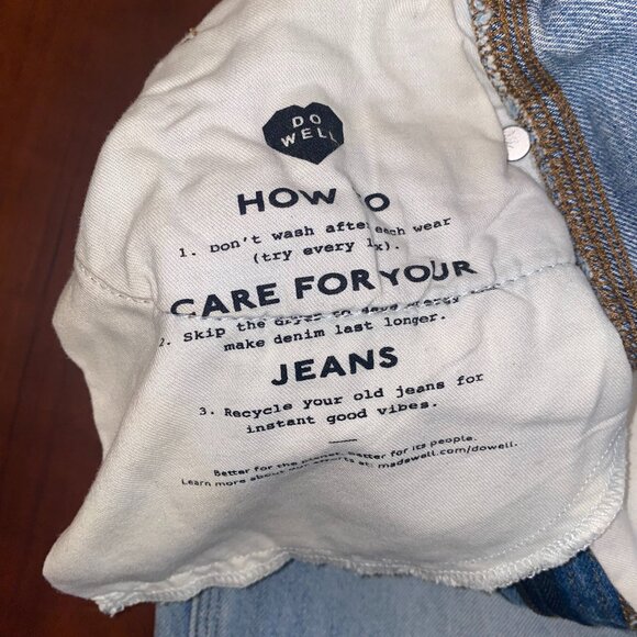 Madewell Light Wash Denim Midi Skirt with Front Slit - Picture 6 of 10